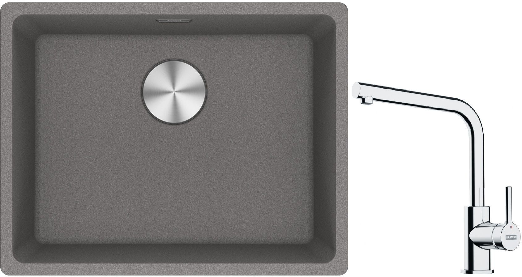 Set lavello in granito Franke Maris 125.0686.717, rubinetto da cucina Franke Lina 115.0693.230