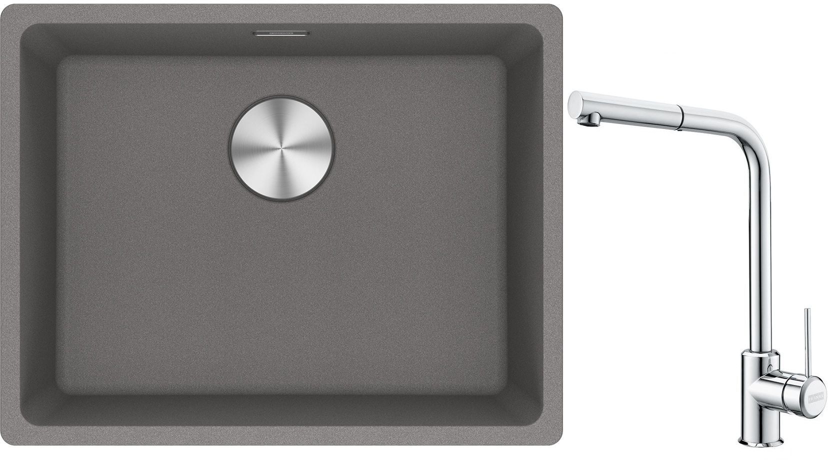 Set lavello in granito Franke Maris 125.0686.717, rubinetto da cucina Franke Sirius Side 115.0668.280