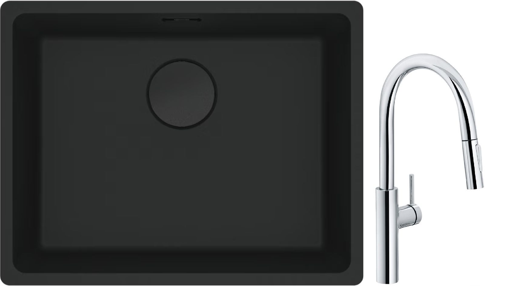 Set rubinetto da cucina Franke Pescara L Slide-In 115.0538.940, lavello in granito Franke Maris 125.0697.759