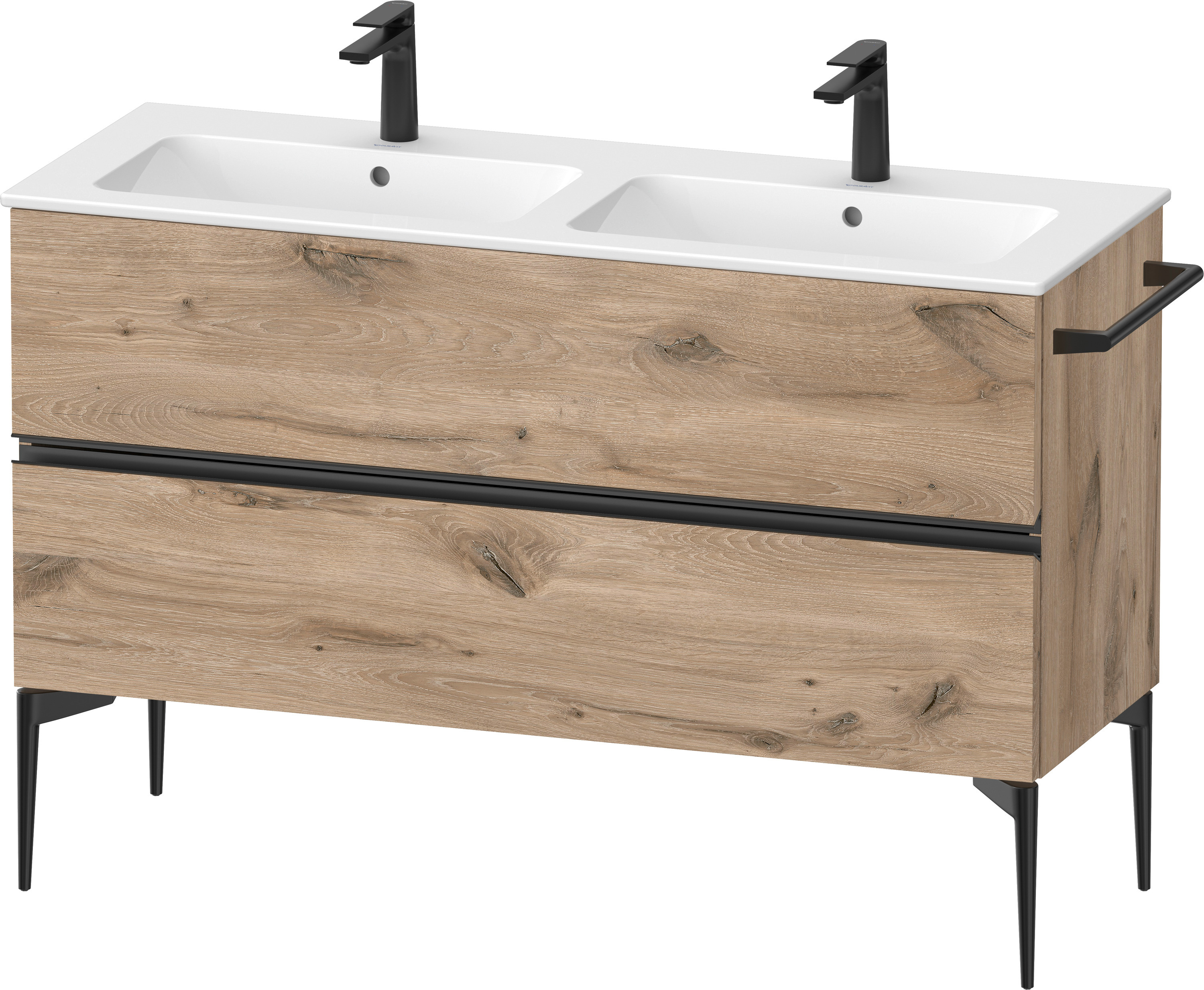 Duravit Sivida armadietto 128x47.7x59.1 cm sottolavabo sospeso nero-rovere SV46470BD550000