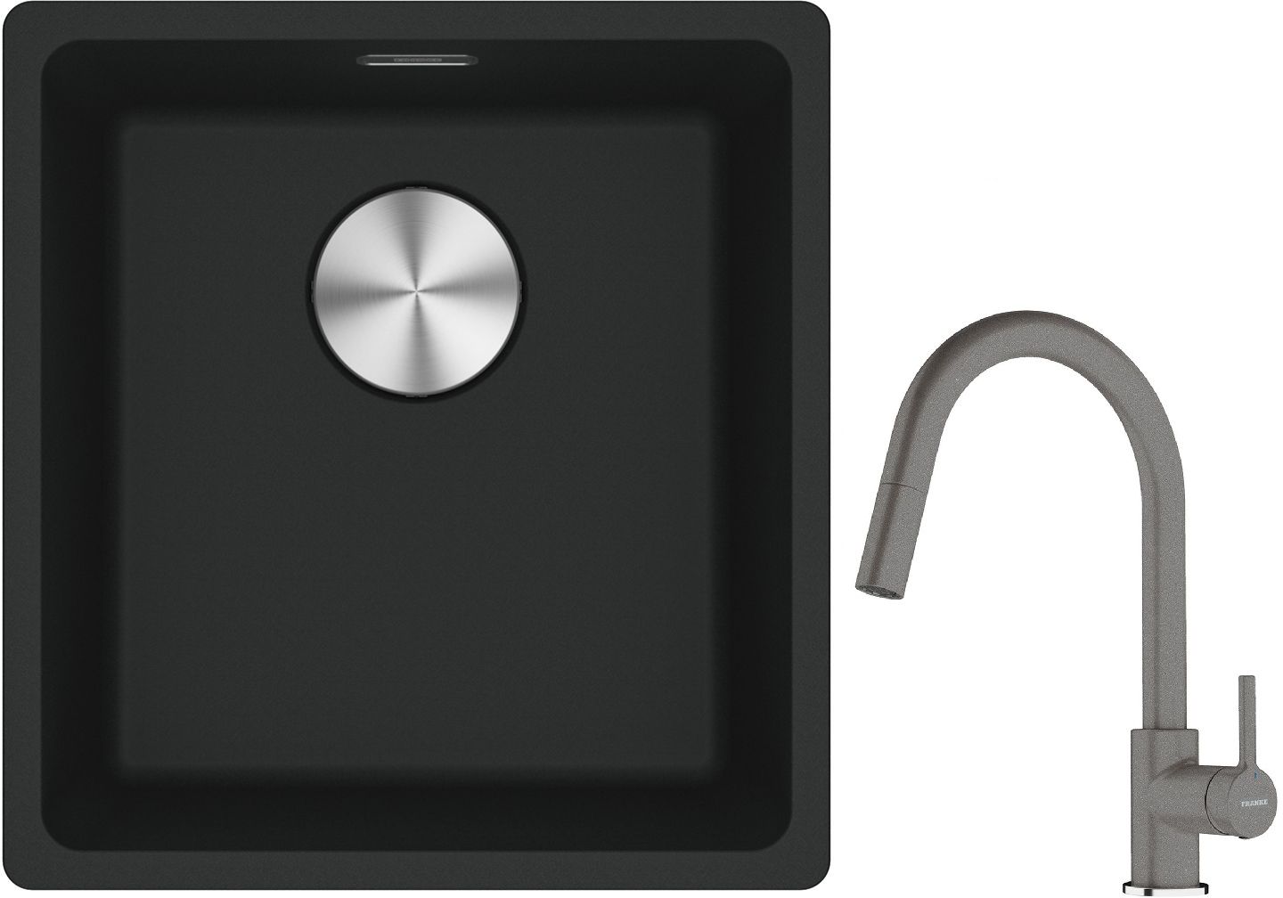 Set lavello in granito Franke Maris 125.0687.248, rubinetto da cucina Franke Lina 115.0626.057