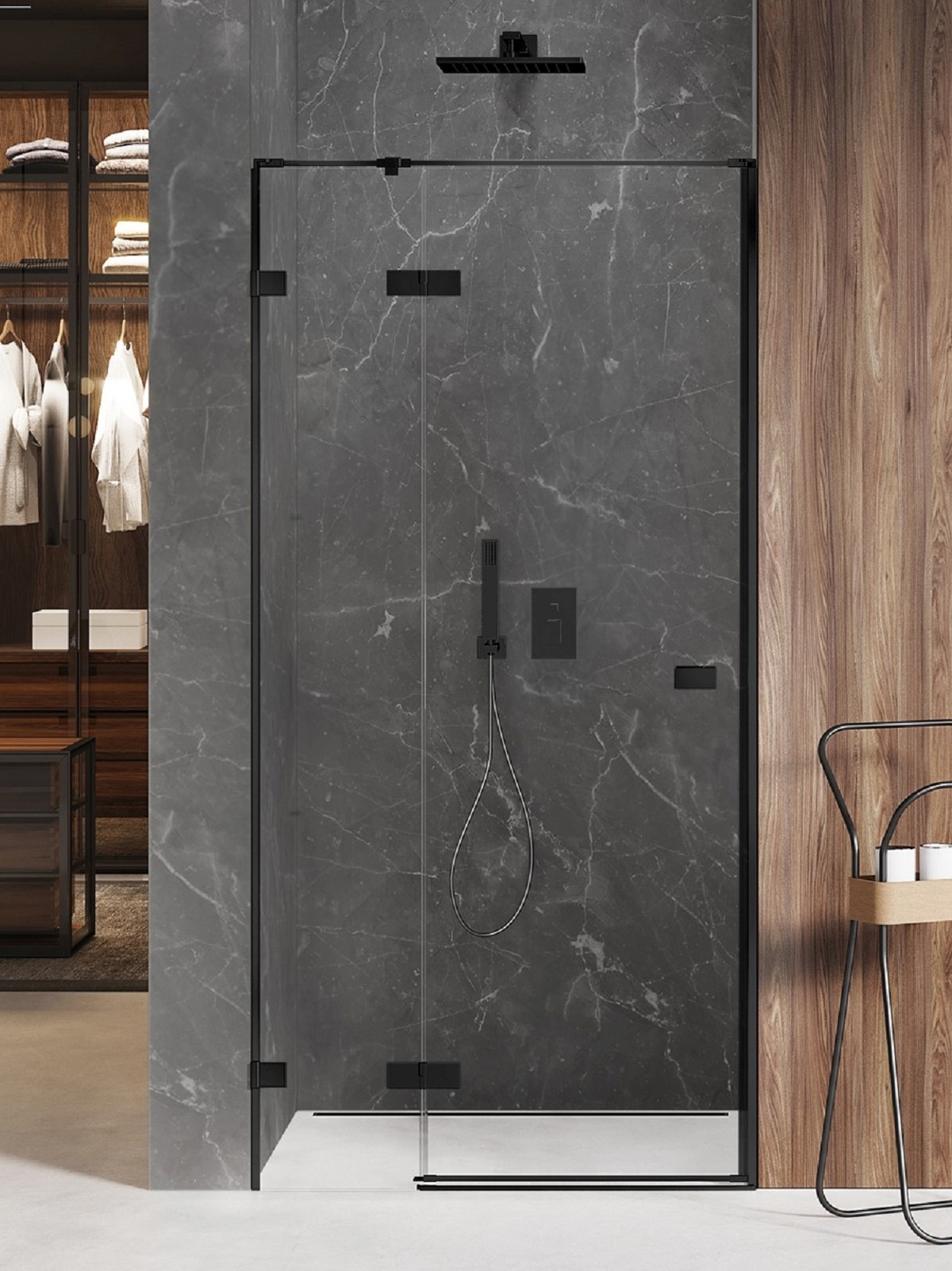 New Trendy Avexa Black porta doccia 130 cm a battente nero opaca/vetro trasparente EXK-1556