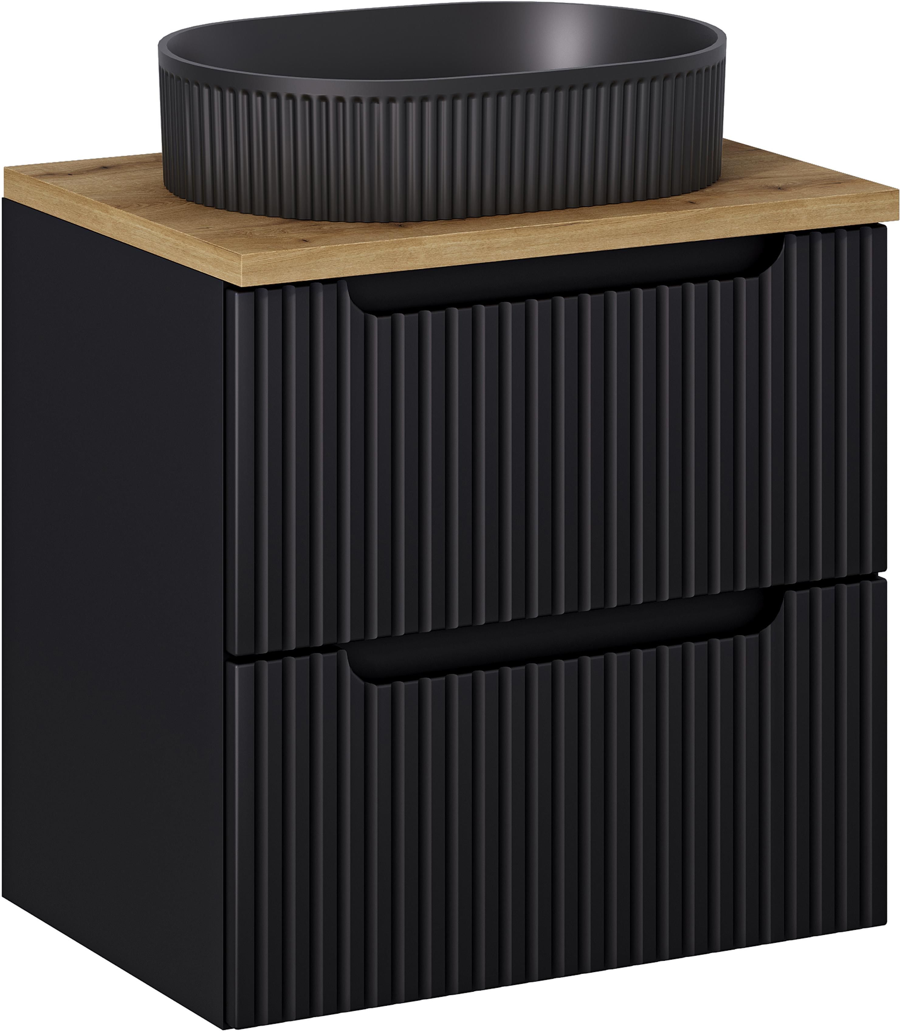 Set armadietto Comad Nova Black NOVA BLACK D2 82-60-2S, lavabo Comad Beyond 5 BEYOND 5 BLACK ( E-6564 ), NOVA OAK A 89-60