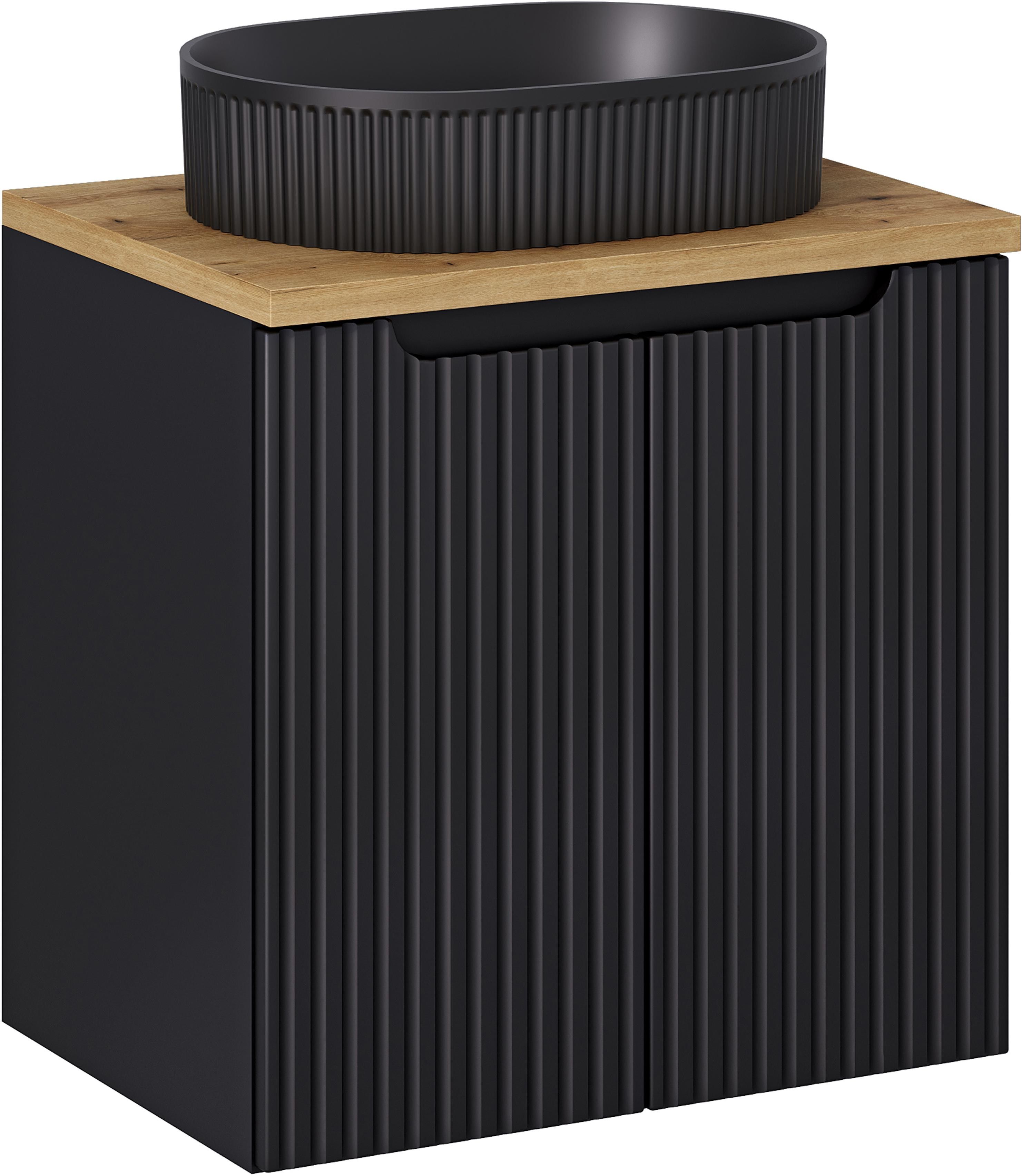 Set armadietto Comad Nova Black NOVA BLACK D2 82-60-2D, lavabo Comad Beyond BEYOND 5 BLACK ( E-6564 ), NOVA OAK A 89-60
