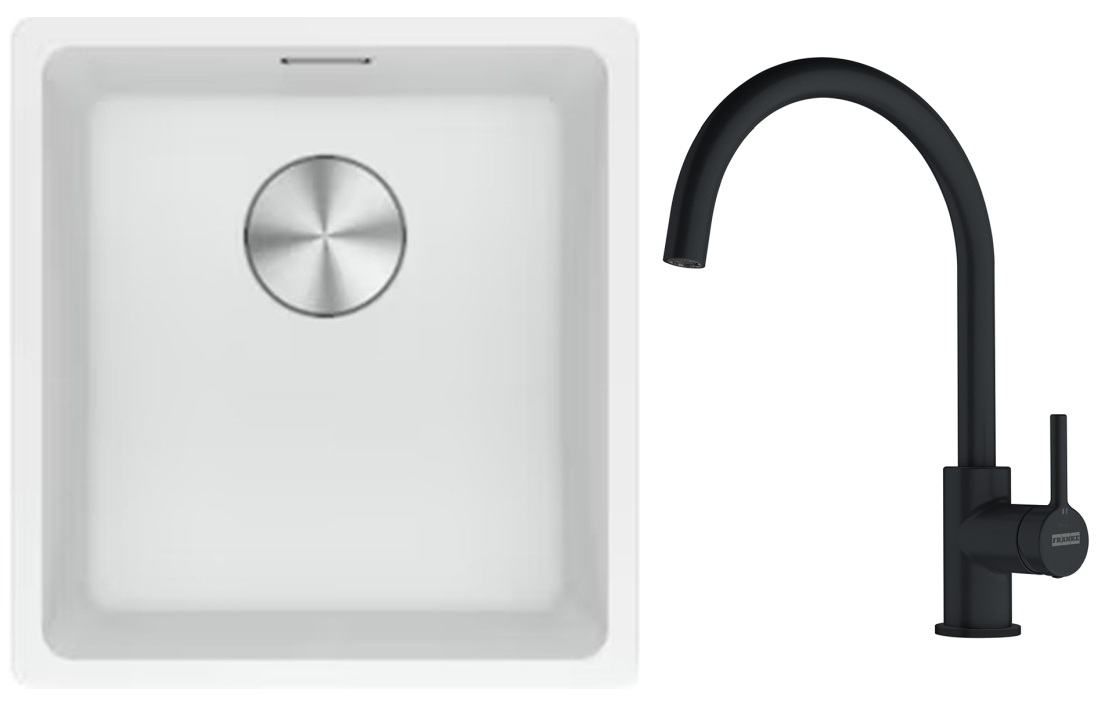 Set lavello in granito Franke Maris 125.0687.251, rubinetto da cucina Franke Lina 115.0626.019