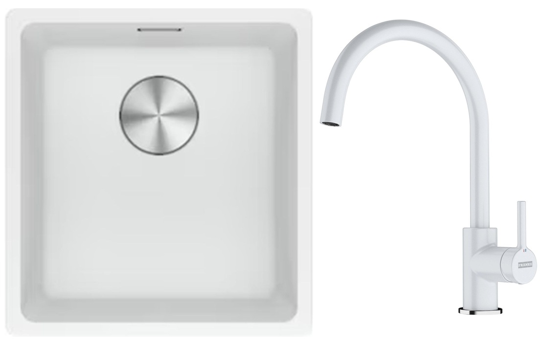 Set lavello in granito Franke Maris 125.0687.251, rubinetto da cucina Franke Lina 115.0626.024