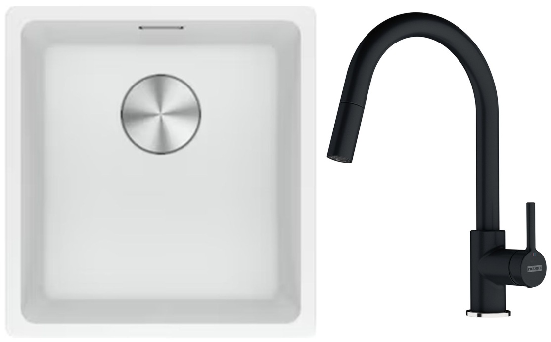 Set lavello in granito Franke Maris 125.0687.251, rubinetto da cucina Franke Lina 115.0626.055