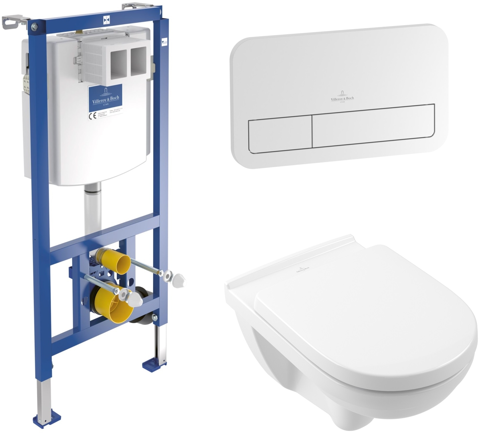 Villeroy & Boch ViConnect set vaso wc con copriwater e modulo di installazione con placca di comando 5660D301