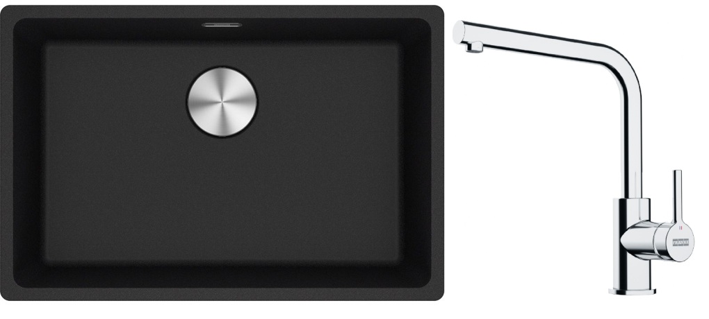 Set lavello in granito Franke Maris 125.0686.724, rubinetto da cucina Franke Lina 115.0693.230