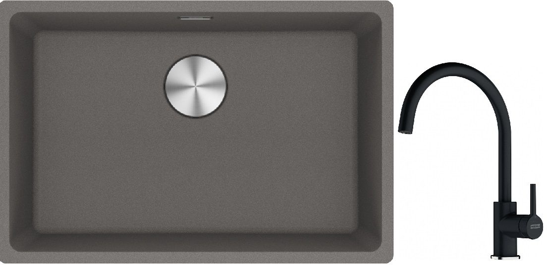 Set lavello in granito Franke Maris 125.0686.725, rubinetto da cucina Franke Lina 115.0626.020