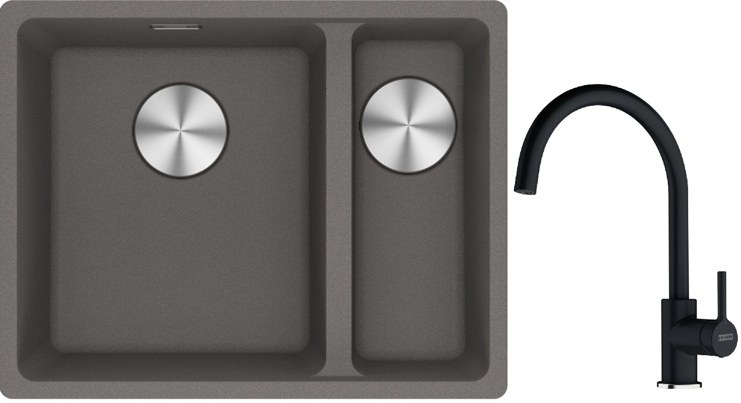 Set lavello in granito Franke Maris 125.0687.266, rubinetto da cucina Franke Lina 115.0626.020
