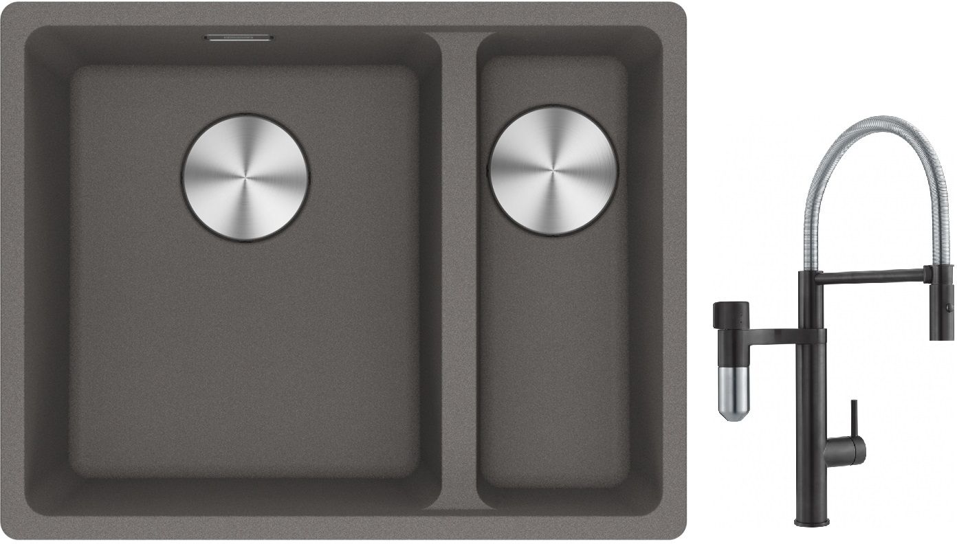 Set rubinetto da cucina Franke Vital Semi-Pro 120.0621.313, lavello in granito Franke Maris 125.0687.266