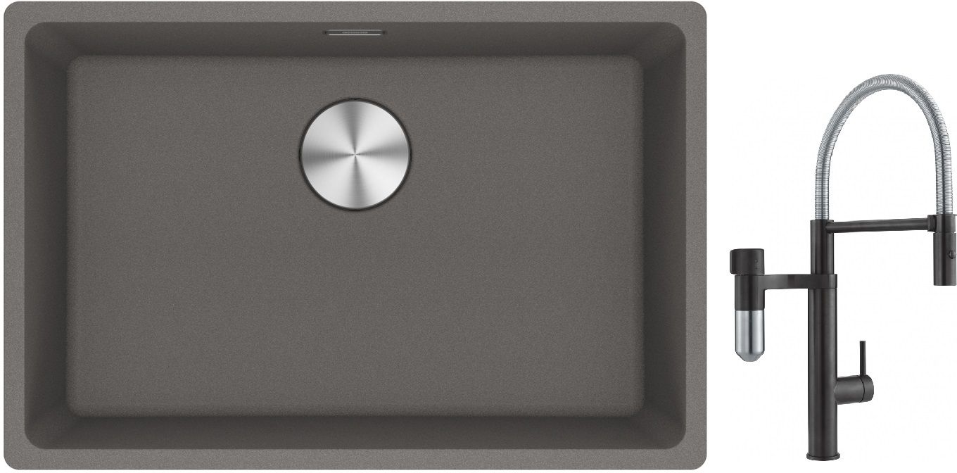 Set rubinetto da cucina Franke Vital Semi-Pro 120.0621.313, lavello in granito Franke Maris 125.0686.725