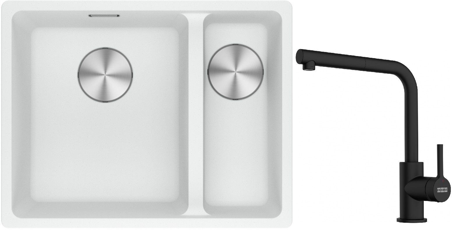 Set lavello in granito Franke Maris 125.0687.267, rubinetto da cucina Franke Lina 115.0712.435