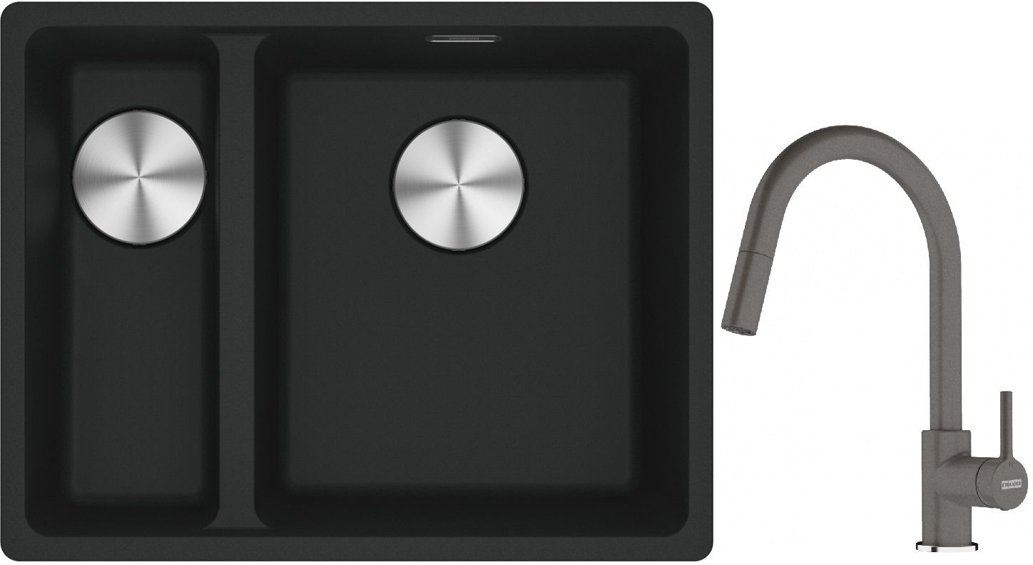 Set lavello in granito Franke Maris 125.0687.268, rubinetto da cucina Franke Lina 115.0626.057