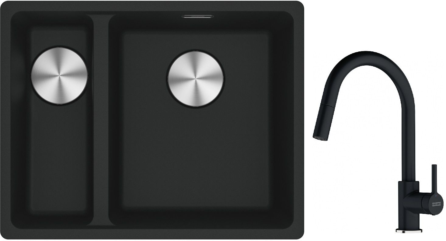 Set lavello in granito Franke Maris 125.0687.268, rubinetto da cucina Franke Lina 115.0626.055