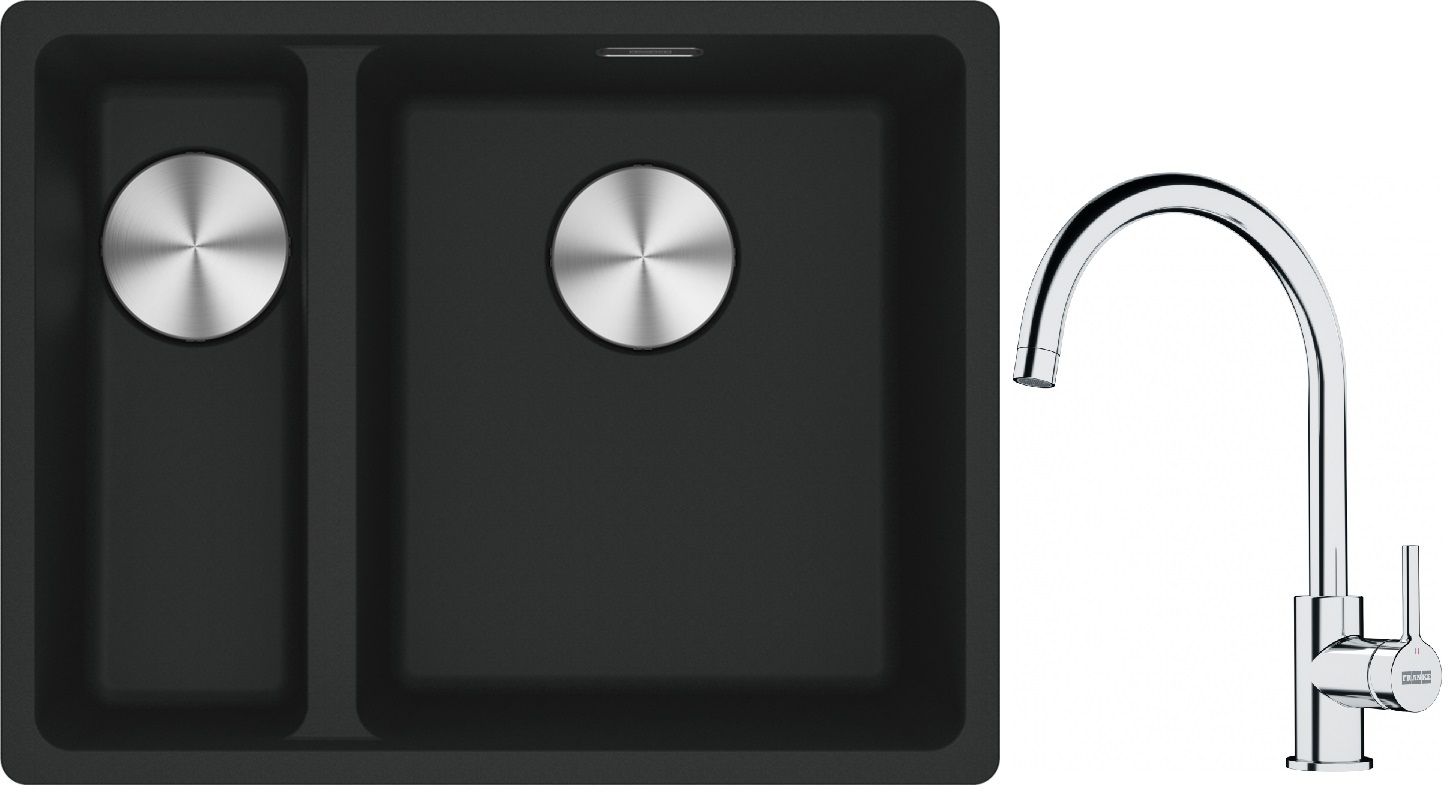 Set lavello in granito Franke Maris 125.0687.268, rubinetto da cucina Franke Lina 115.0693.228