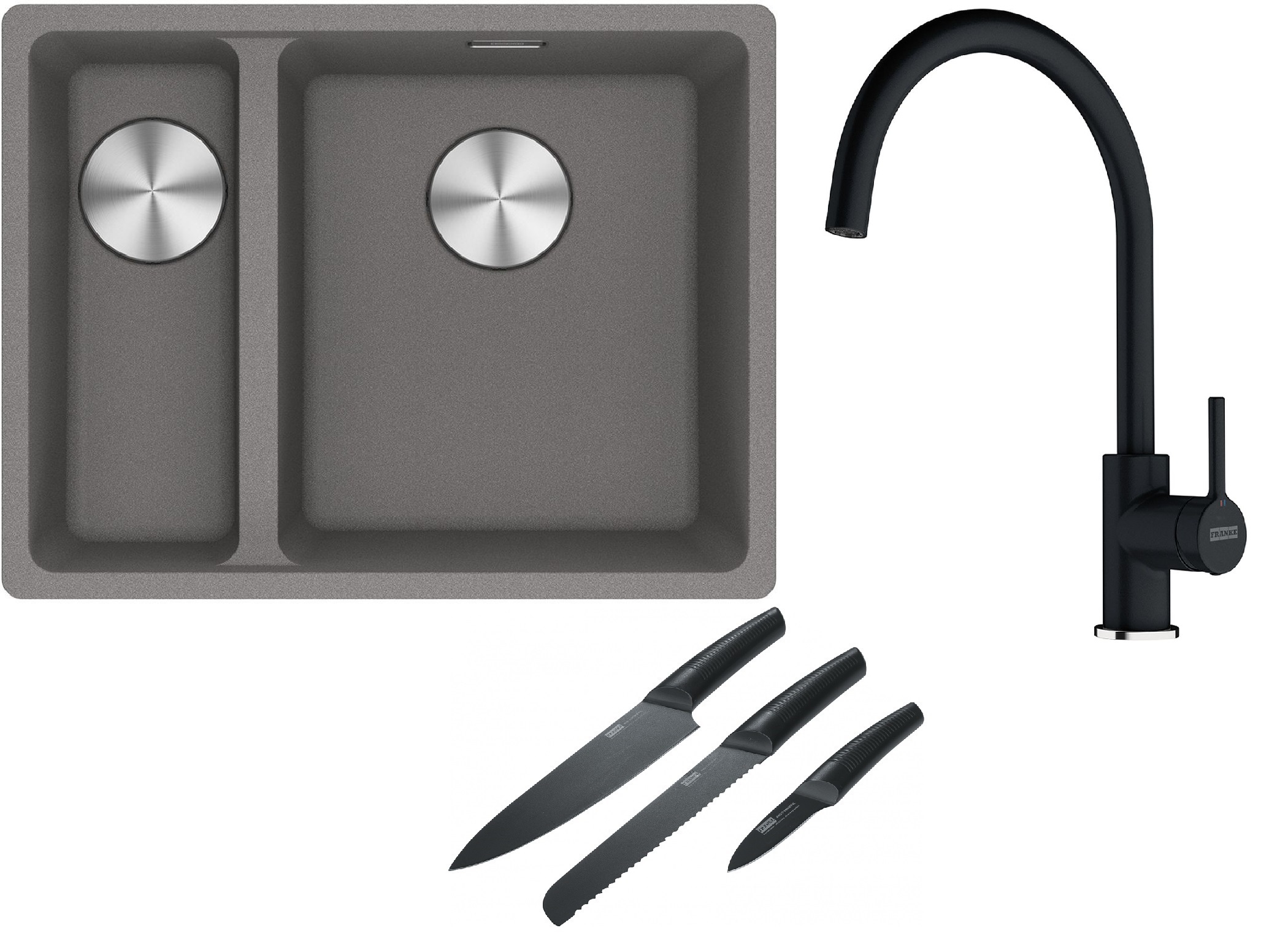 Set lavello in granito Franke Maris 125.0687.270, rubinetto da cucina Franke Lina 115.0626.020