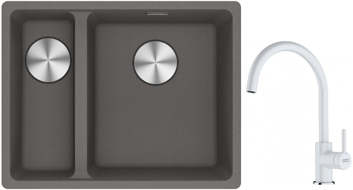 Set lavello in granito Franke Maris 125.0687.270, rubinetto da cucina Franke Lina 115.0626.024