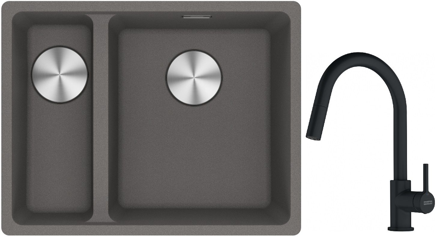 Set lavello in granito Franke Maris 125.0687.270, rubinetto da cucina Franke Lina 115.0626.053
