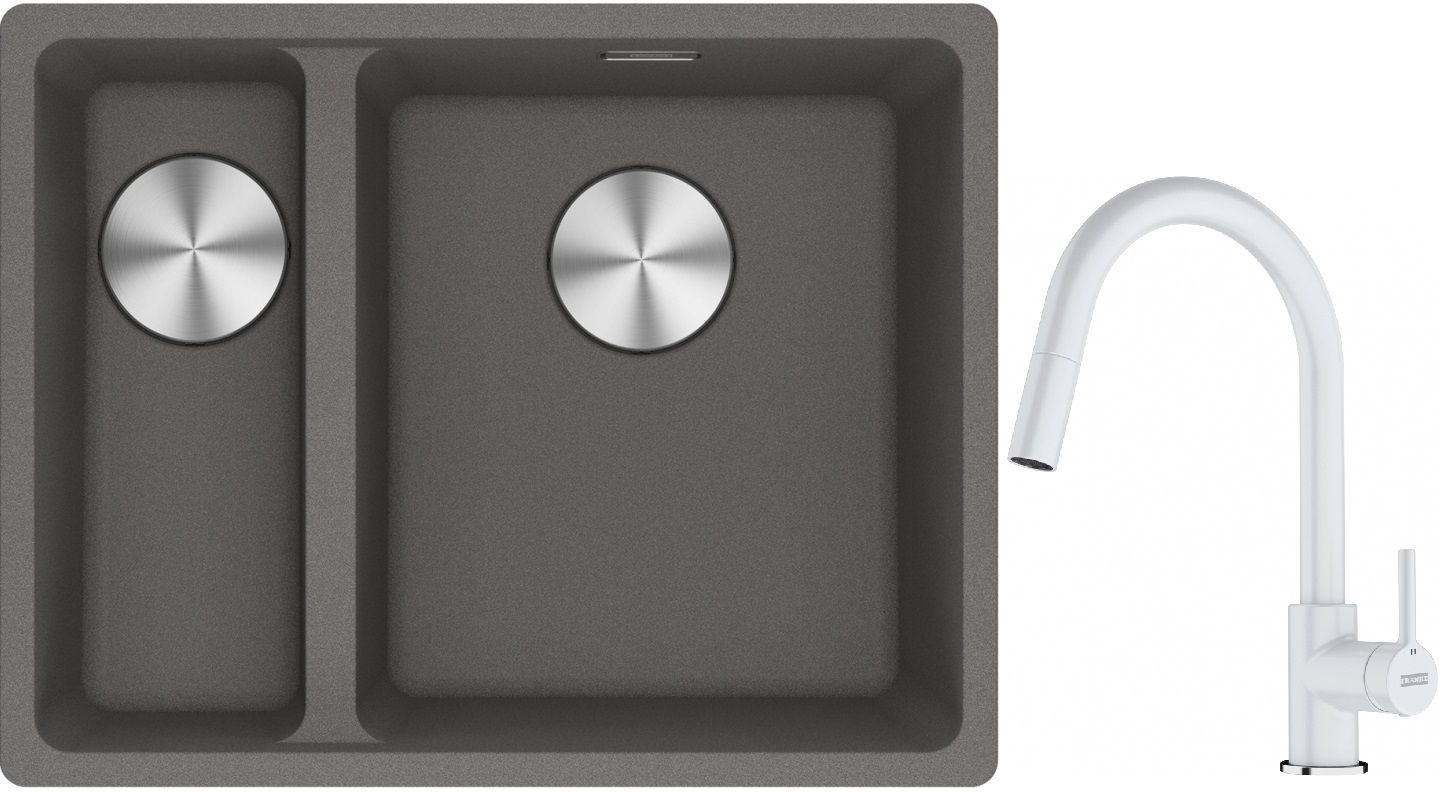 Set lavello in granito Franke Maris 125.0687.270, rubinetto da cucina Franke Lina 115.0626.081
