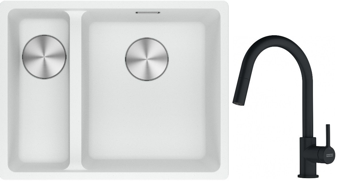 Set lavello in granito Franke Maris 125.0687.271, rubinetto da cucina Franke Lina 115.0626.053
