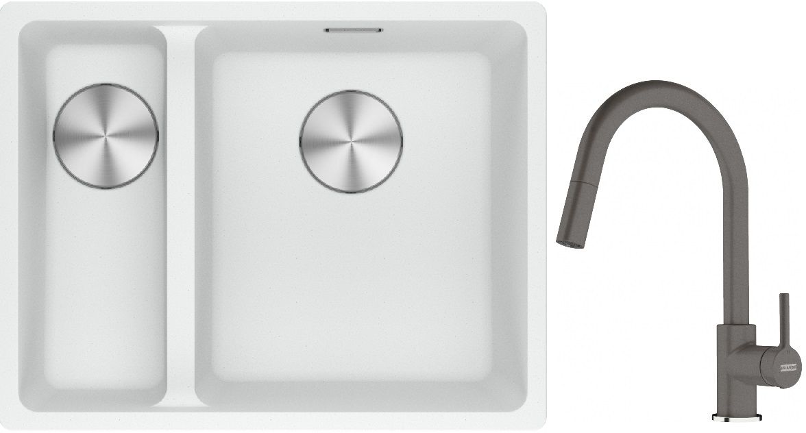 Set lavello in granito Franke Maris 125.0687.271, rubinetto da cucina Franke Lina 115.0626.057