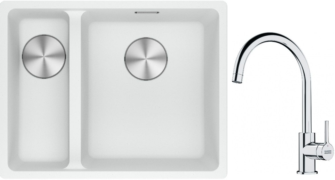 Set lavello in granito Franke Maris 125.0687.271, rubinetto da cucina Franke Lina 115.0693.228