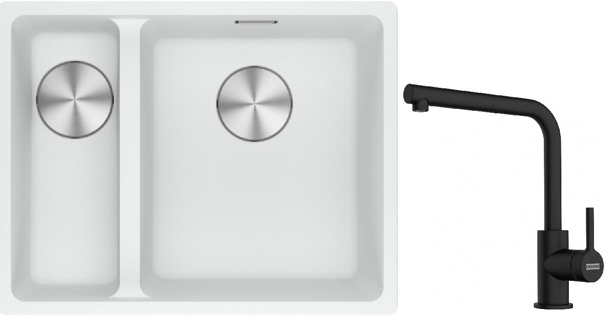 Set lavello in granito Franke Maris 125.0687.271, rubinetto da cucina Franke Lina 115.0712.435