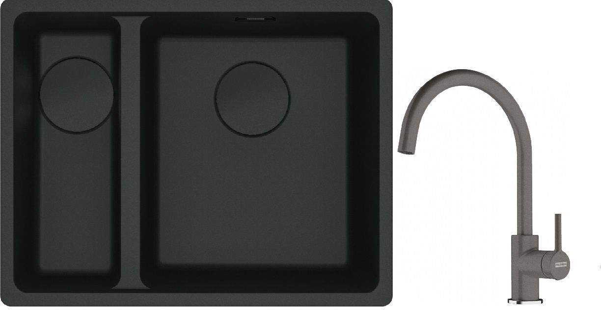 Set lavello in granito Franke Maris 125.0697.756, rubinetto da cucina Franke Lina 115.0626.022