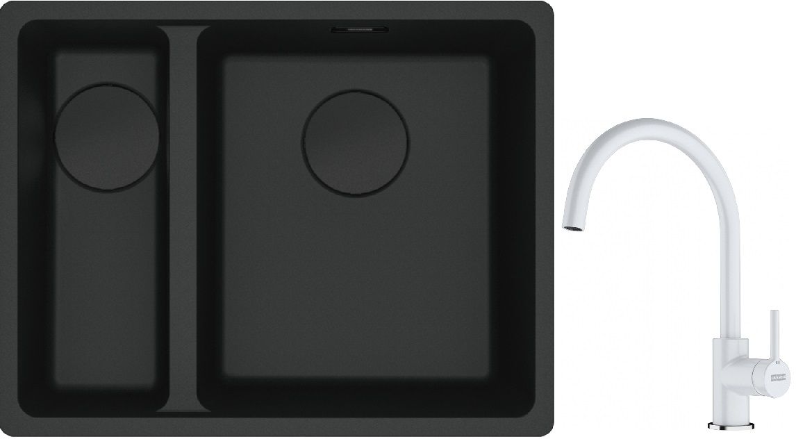Set lavello in granito Franke Maris 125.0697.756, rubinetto da cucina Franke Lina 115.0626.024