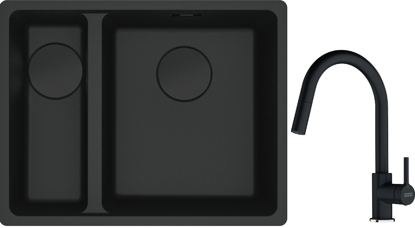 Set lavello in granito Franke Maris 125.0697.756, rubinetto da cucina Franke Lina 115.0626.055