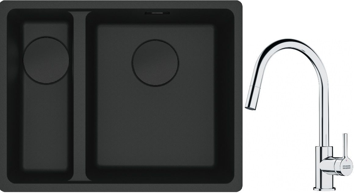 Set lavello in granito Franke Maris 125.0697.756, rubinetto da cucina Franke Lina 115.0693.229