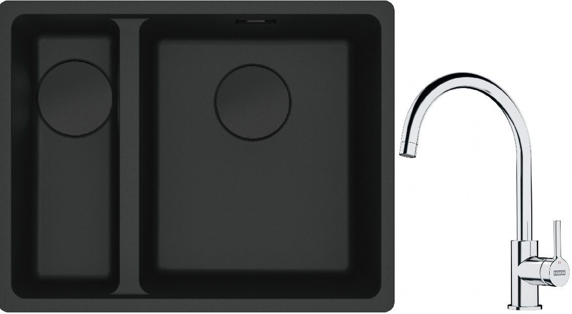 Set lavello in granito Franke Maris 125.0697.756, rubinetto da cucina Franke Lina 115.0693.228