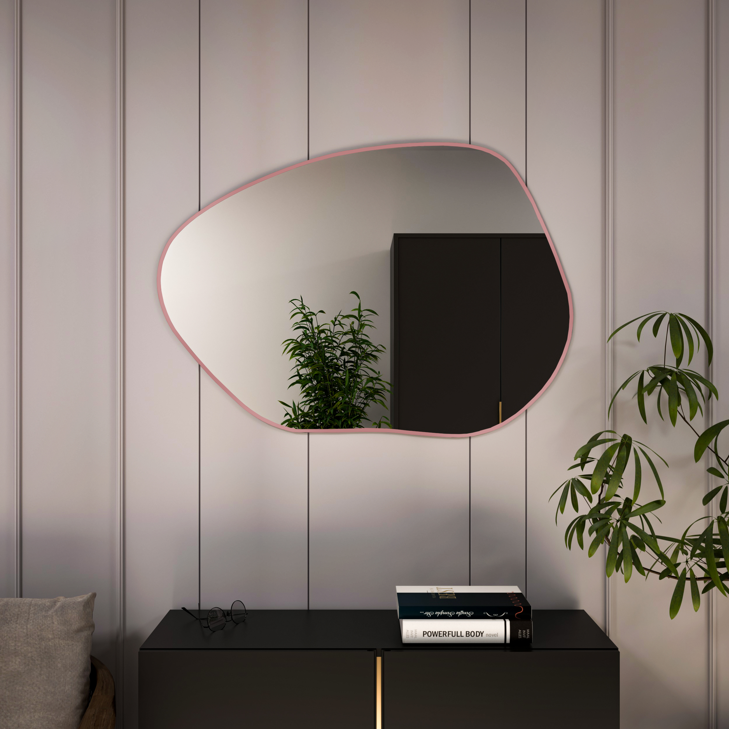 Baltica Design Tiny Border Stain I specchio 70x50 cm rosa 5904107931081