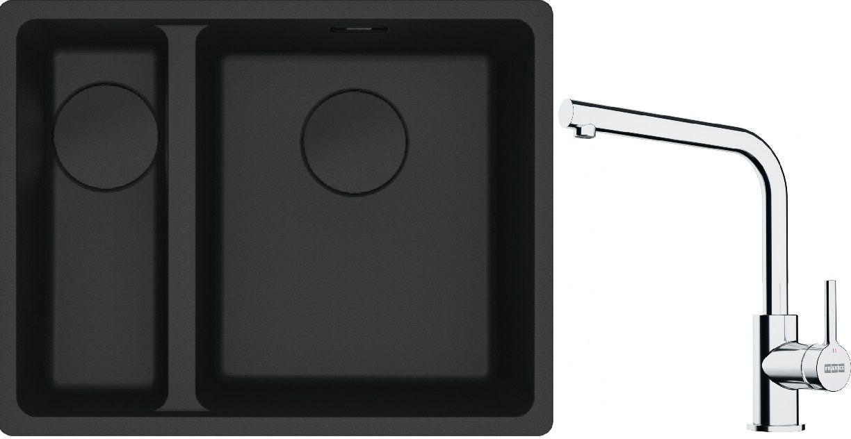 Set lavello in granito Franke Maris 125.0697.756, rubinetto da cucina Franke Lina 115.0693.230