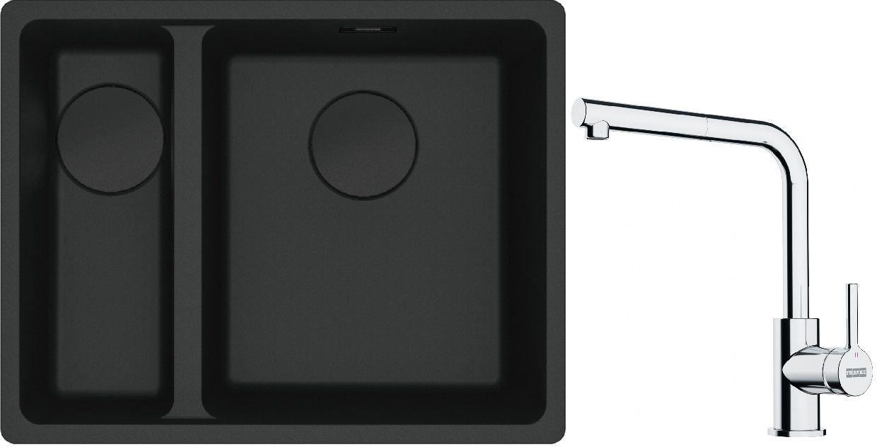 Set lavello in granito Franke Maris 125.0697.756, rubinetto da cucina Franke Lina 115.0712.420