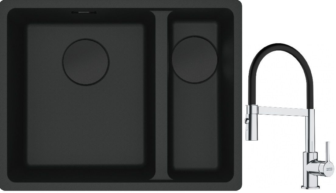 Set lavello in granito Franke Maris 125.0697.755, rubinetto da cucina Franke Lina 115.0626.085