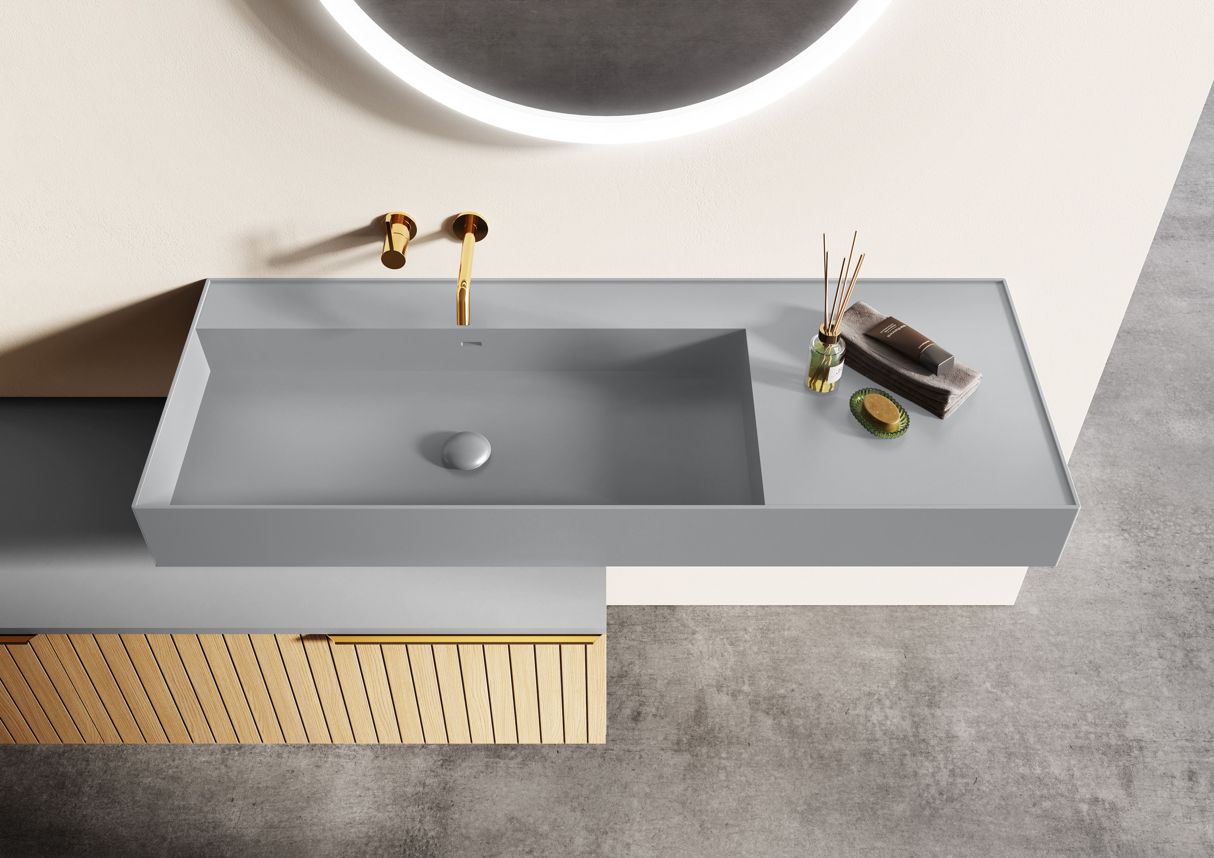 Elita Level lavabo 100.5x45.5 cm rettangolare a parete grigio/pietra RE041461187040