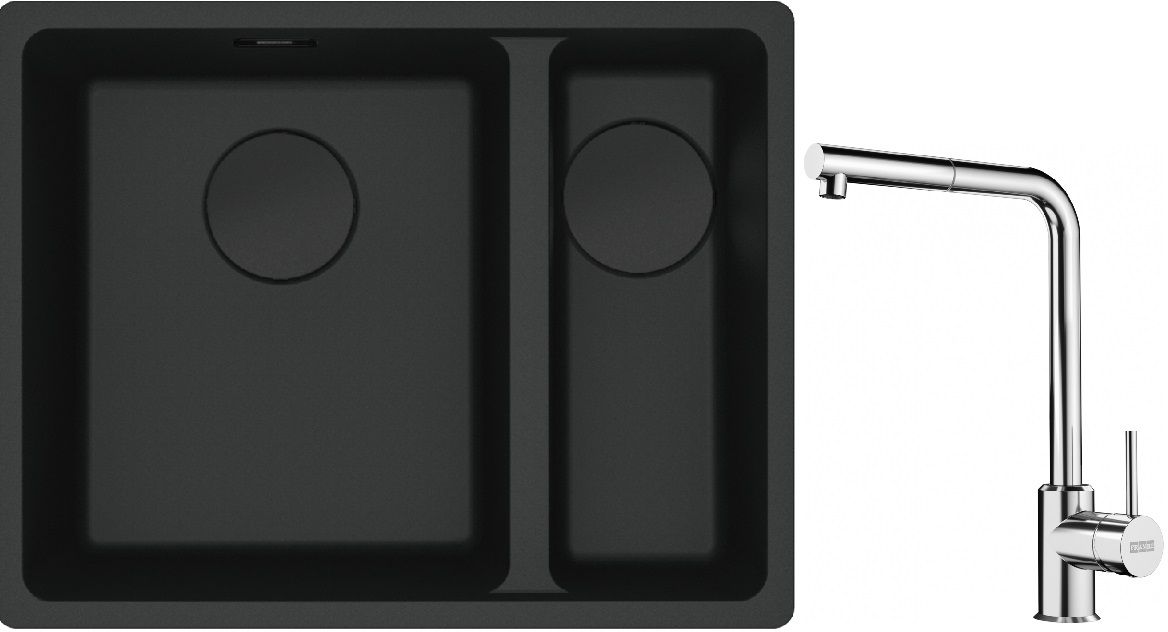 Set lavello in granito Franke Maris 125.0697.755, rubinetto da cucina Franke Sirius Side 115.0668.280