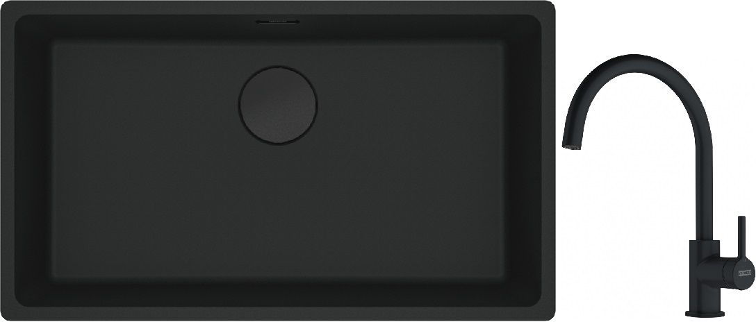 Set lavello in granito Franke Maris 125.0697.757, rubinetto da cucina Franke Lina 115.0626.019