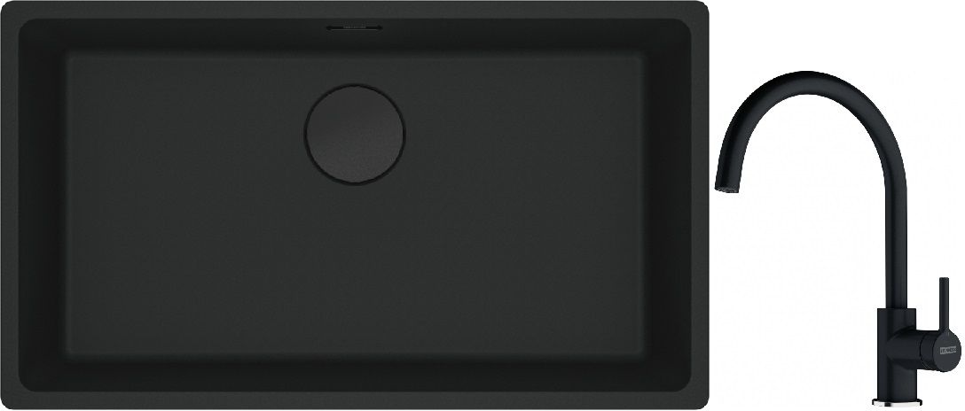 Set lavello in granito Franke Maris 125.0697.757, rubinetto da cucina Franke Lina 115.0626.020