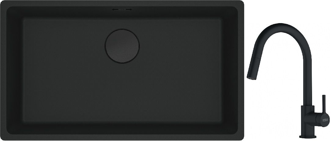 Set lavello in granito Franke Maris 125.0697.757, rubinetto da cucina Franke Lina 115.0626.053