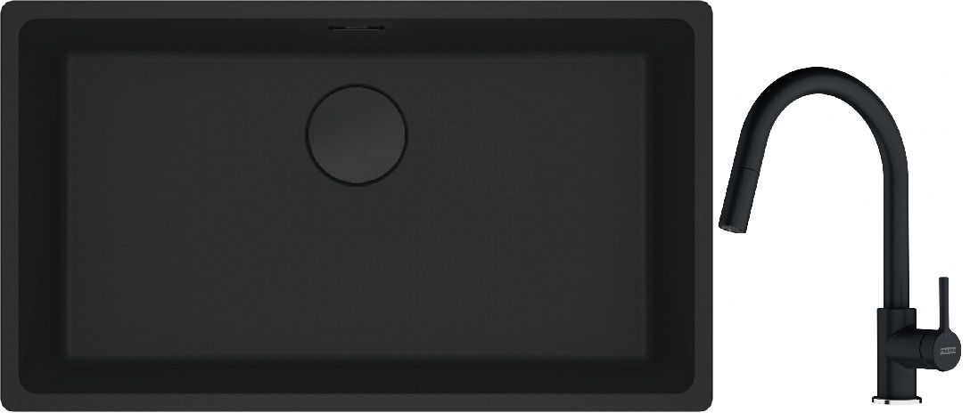 Set lavello in granito Franke Maris 125.0697.757, rubinetto da cucina Franke Lina 115.0626.055