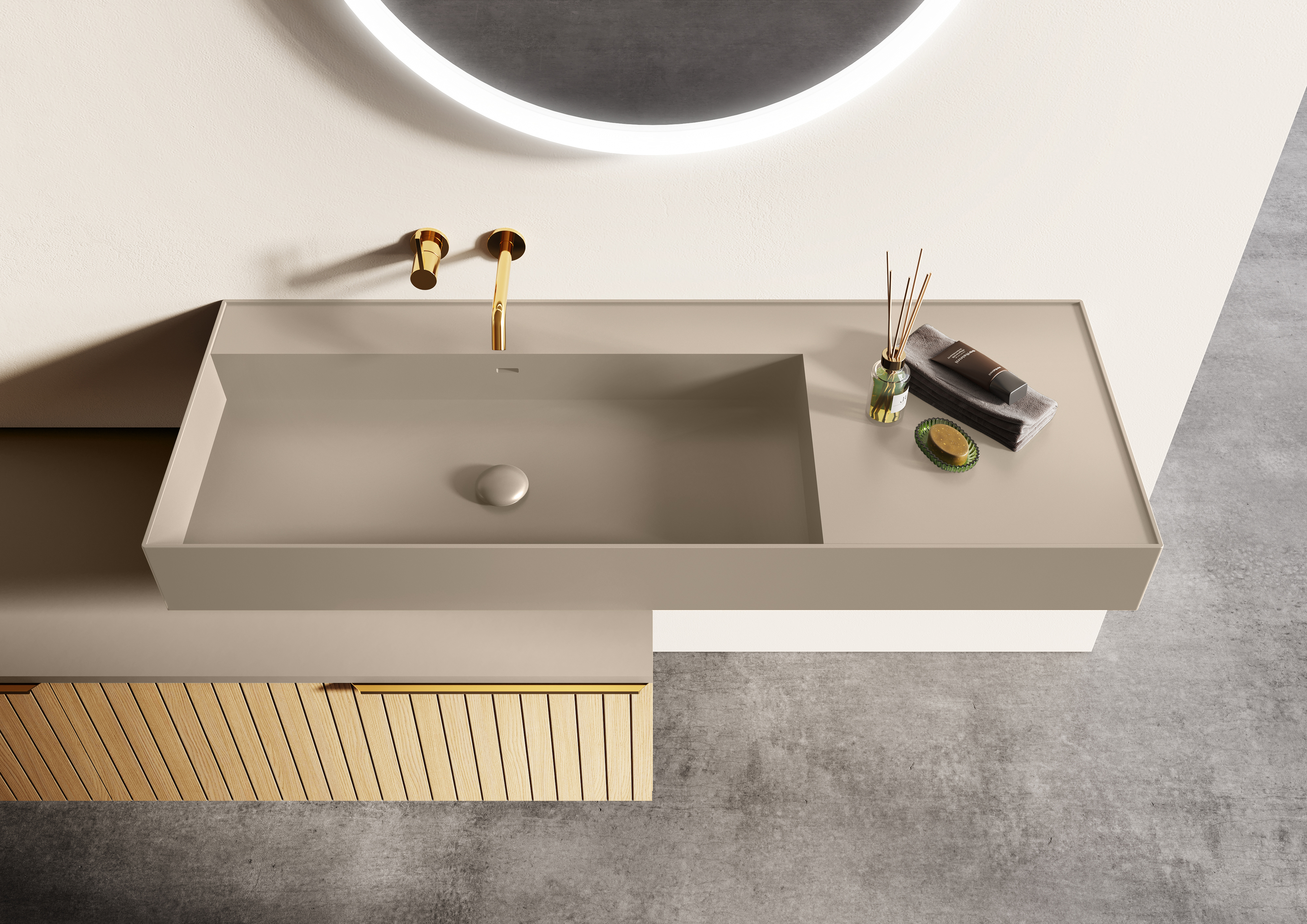 Elita Level lavabo 120.5x45.5 cm rettangolare a parete marrone/beige RE041461197020