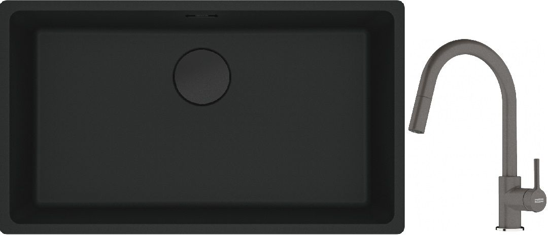 Set lavello in granito Franke Maris 125.0697.757, rubinetto da cucina Franke Lina 115.0626.057