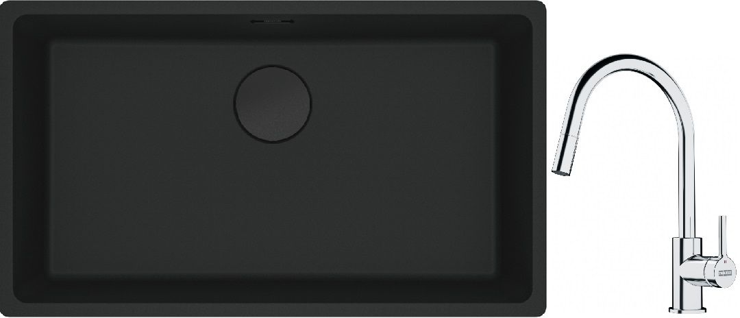 Set lavello in granito Franke Maris 125.0697.757, rubinetto da cucina Franke Lina 115.0693.229