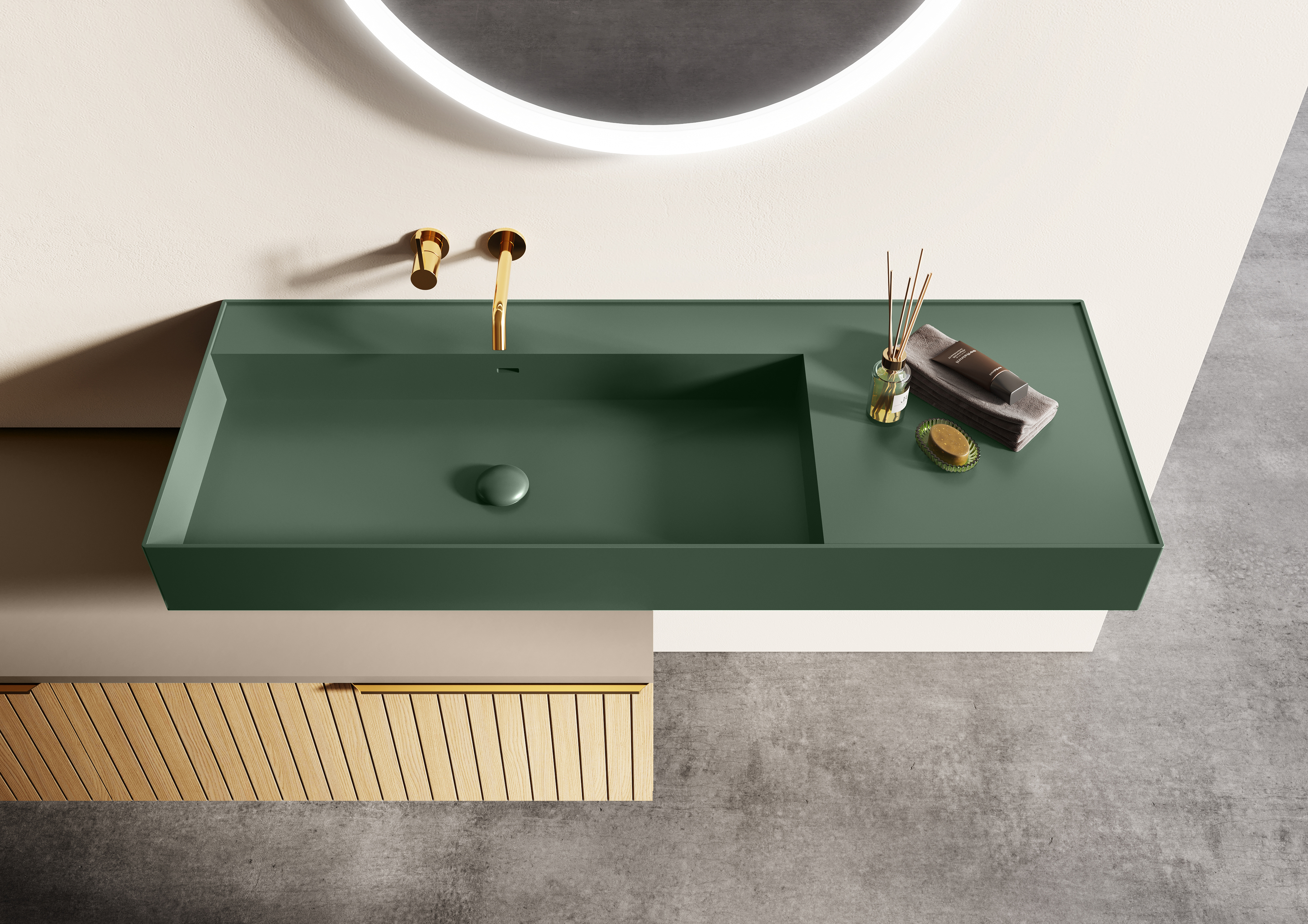 Elita Level lavabo 120.5x45.5 cm rettangolare a parete verde RE041461197010