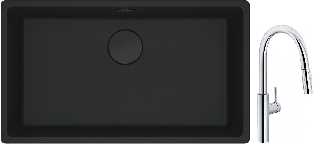 Set lavello in granito Franke Maris 125.0697.757, rubinetto da cucina Franke Pescara L Slide-In 115.0538.940