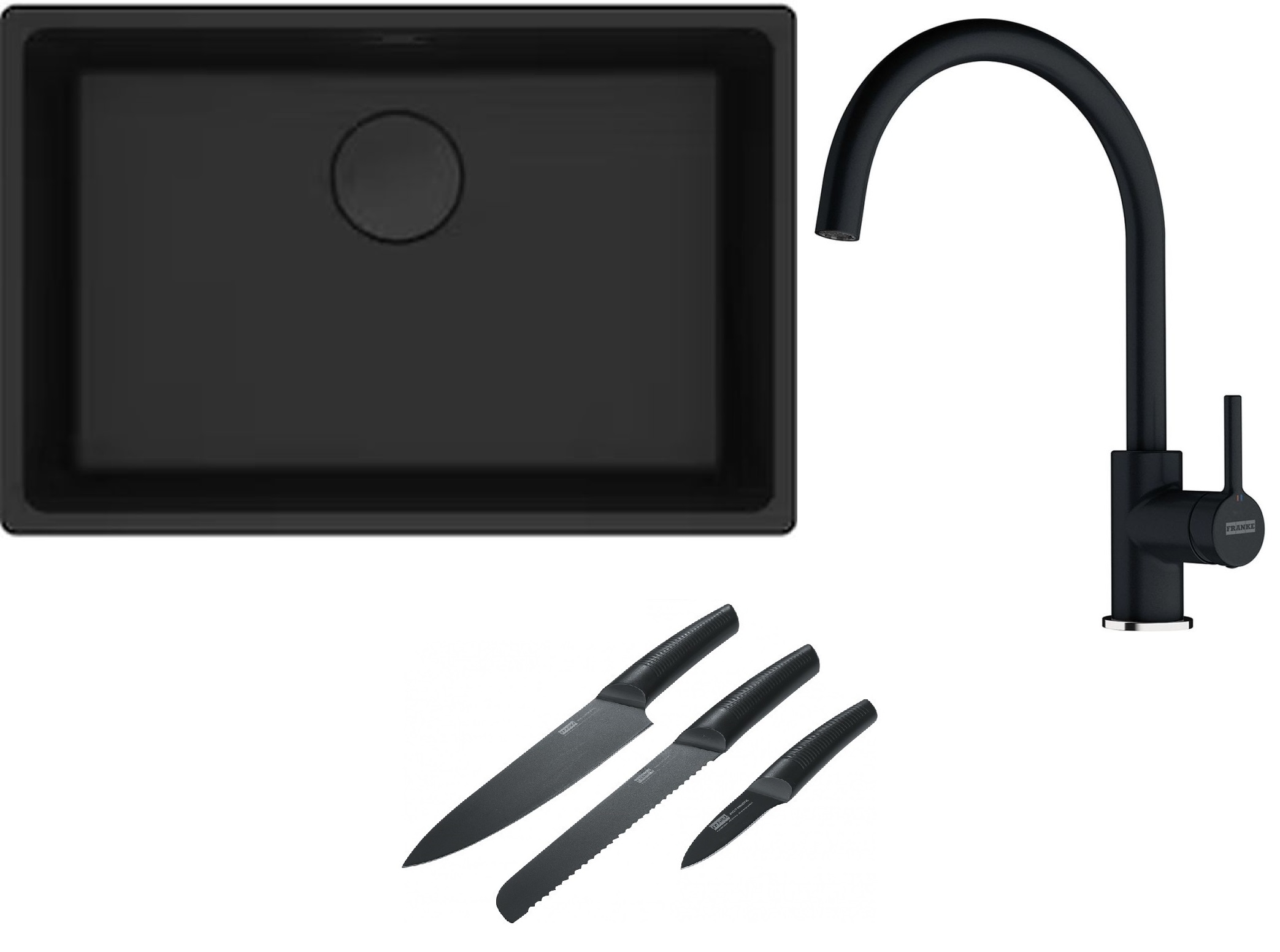 Set lavello in granito Franke Maris 125.0697.758, rubinetto da cucina Franke Lina 115.0626.020